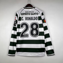 Load image into Gallery viewer, Retro Sporting CP Home Long Sleeve Soccer Jersey 2001-2003 Men Adult C.RONALDO #28
