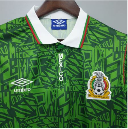MEDIUM UNISEX MEXICO SOCCER JERSEY #9 OFFICIAL 1990 WORLD CUP FAN  PERFORMANCE JERSEY 