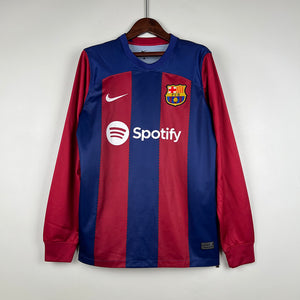 New Season Barcelona Long Sleeve Home Soccer Jersey 2023/2024 Men Adult