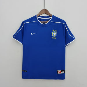 Retro Brazil Away Soccer Football Jersey World Cup 1998 Men Adult