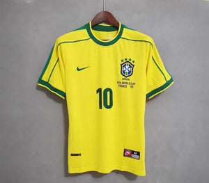 Retro Brazil Home Soccer Football Jersey World Cup 1998 Men Adult RIVALDO #10