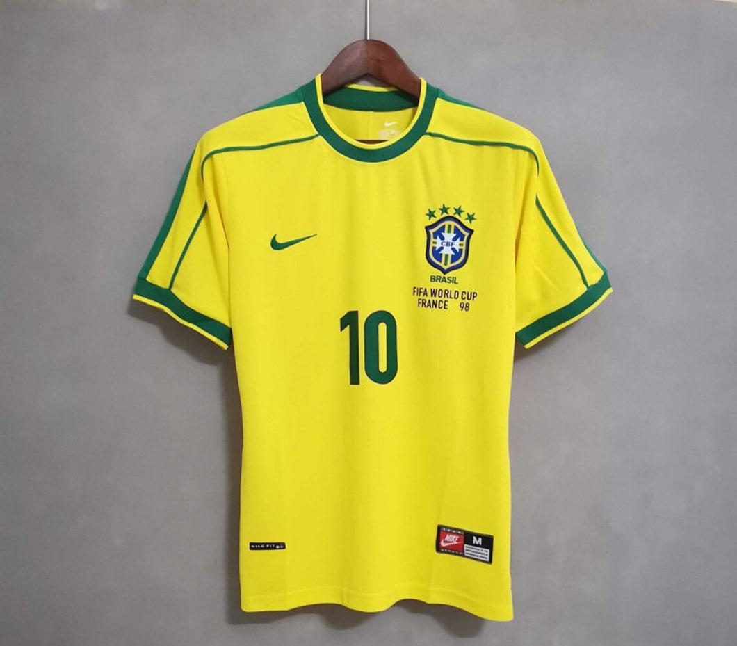 Retro Brazil Home Soccer Football Jersey World Cup 1998 Men Adult RIVALDO #10