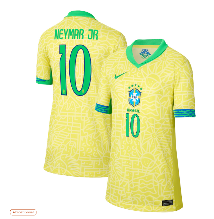 Brazil Home Soccer Jersey 2024 Men Adult Fan Version NEYMAR JR #10 VINI JR #20