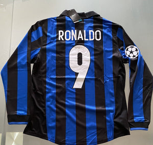 Retro Inter Milan Home Long Sleeve Soccer Jersey 1998/1999 Men Adult RONALDO #9