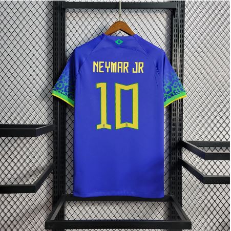 finekeys New Brazil Away Soccer Jersey 2022/2023 Men Adult Fan Version Neymar Jr #10 Vini Jr #20 L / Neymar Jr #10