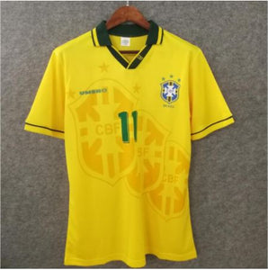 Retro Brazil Home Soccer Football Jersey World Cup 1994 Men Adult ROMARIO #11