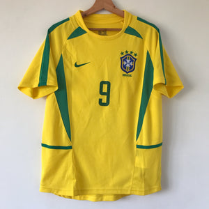 Retro Brazil Home Soccer Football Jersey World Cup 2002 Men Adult RONALDO #9