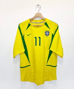 Retro Brazil Home Soccer Football Jersey World Cup 2002 Men Adult RONALDINHO #11
