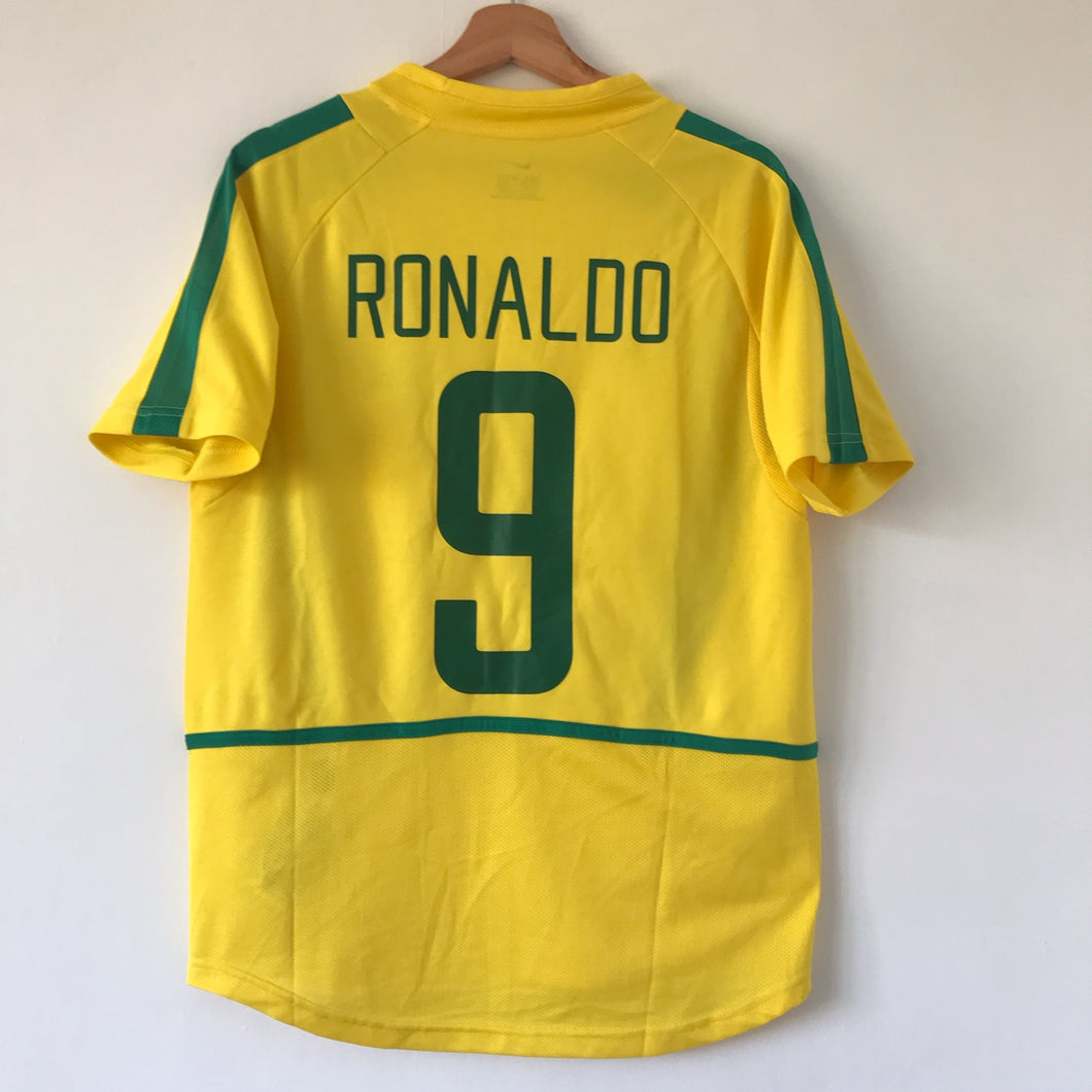 Retro Brazil Home Soccer Football Jersey World Cup 2002 Men Adult RONALDO #9