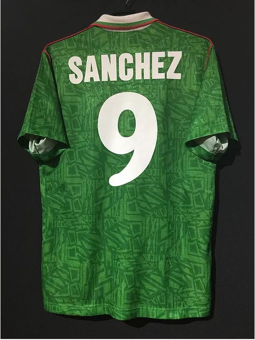 finekeys Retro Mexico Home World Cup 1994 Soccer Football Jersey Men Adult Sanchez #9 XXL / Sanchez #9