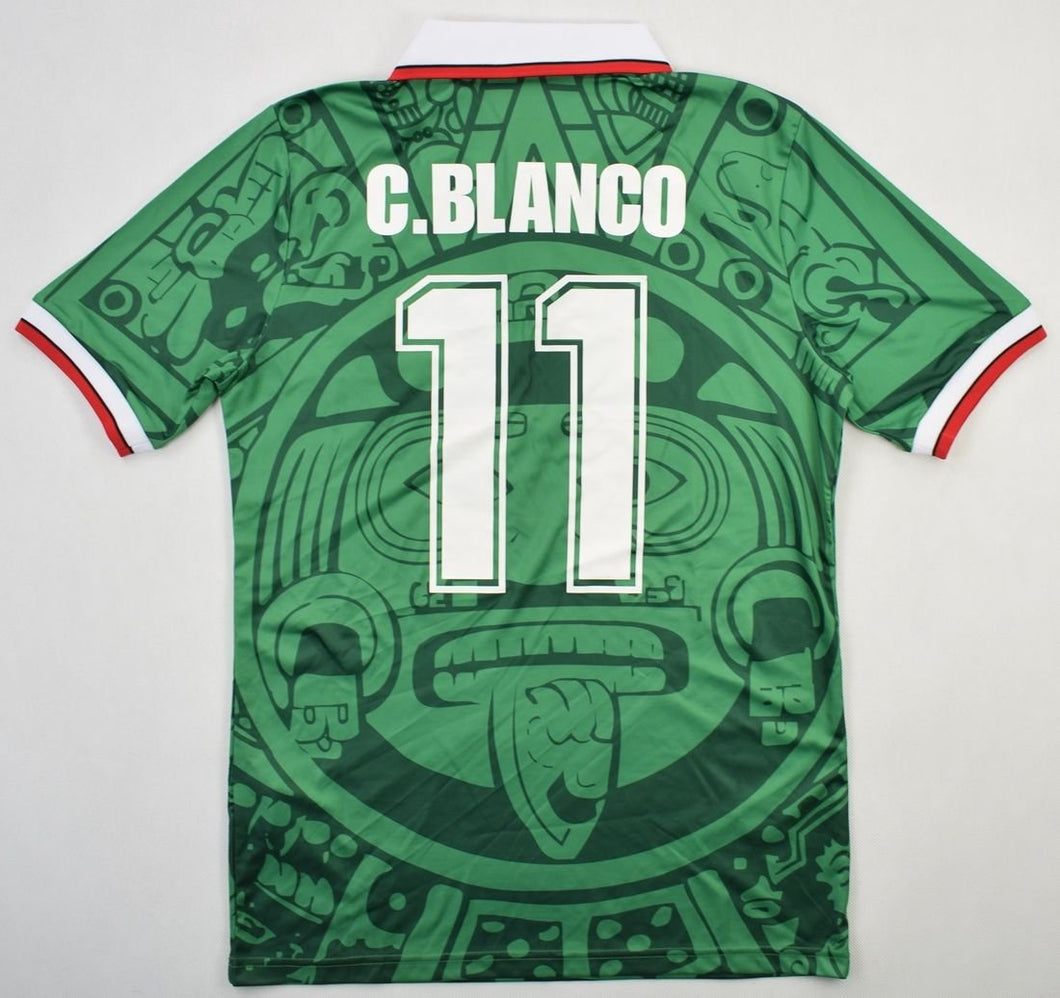 finekeys Retro Mexico Home World Cup 1998 Soccer Football Jersey Men Adult Blanco #11 XL / Blanco #11